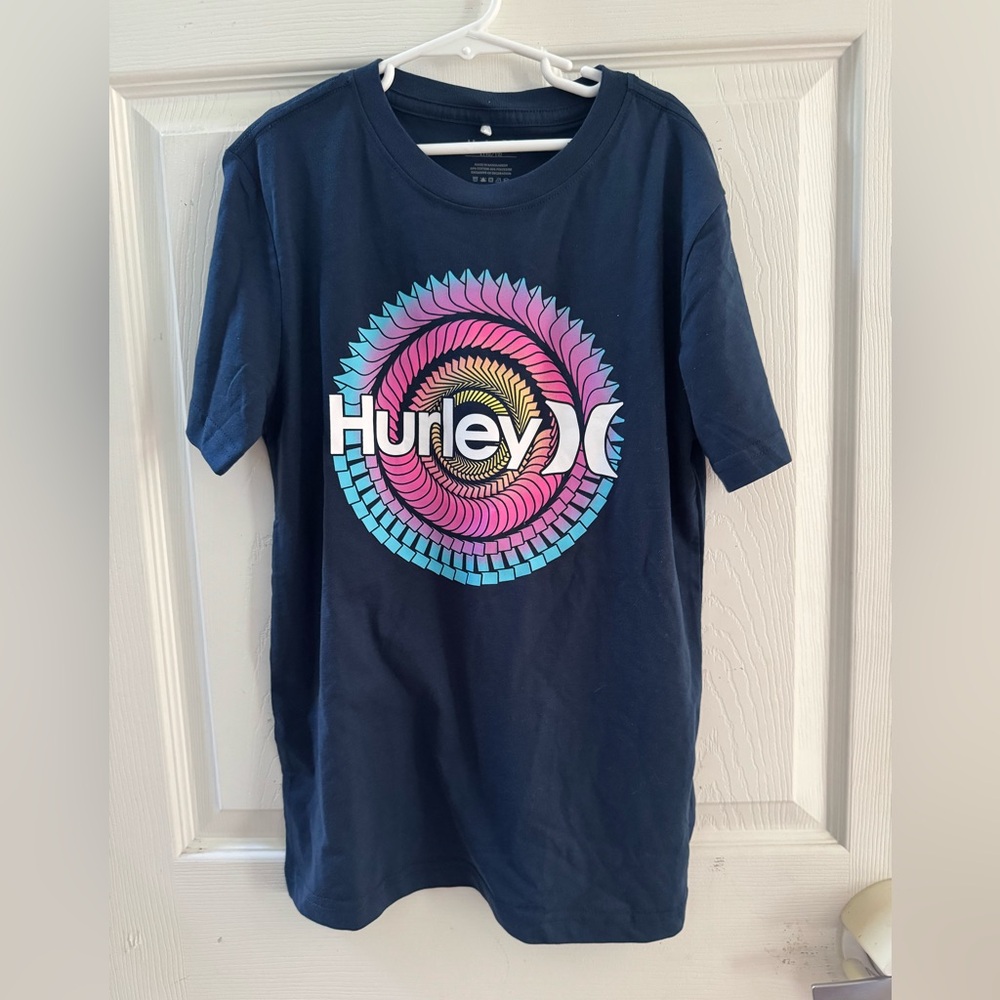 Hurley Kids Navy Tee with Colorful Spiral Graphic